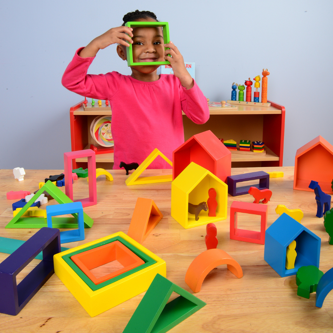 38-Piece Colorful Designer Blocks | Durable Hardwood Shapes for Creative Building